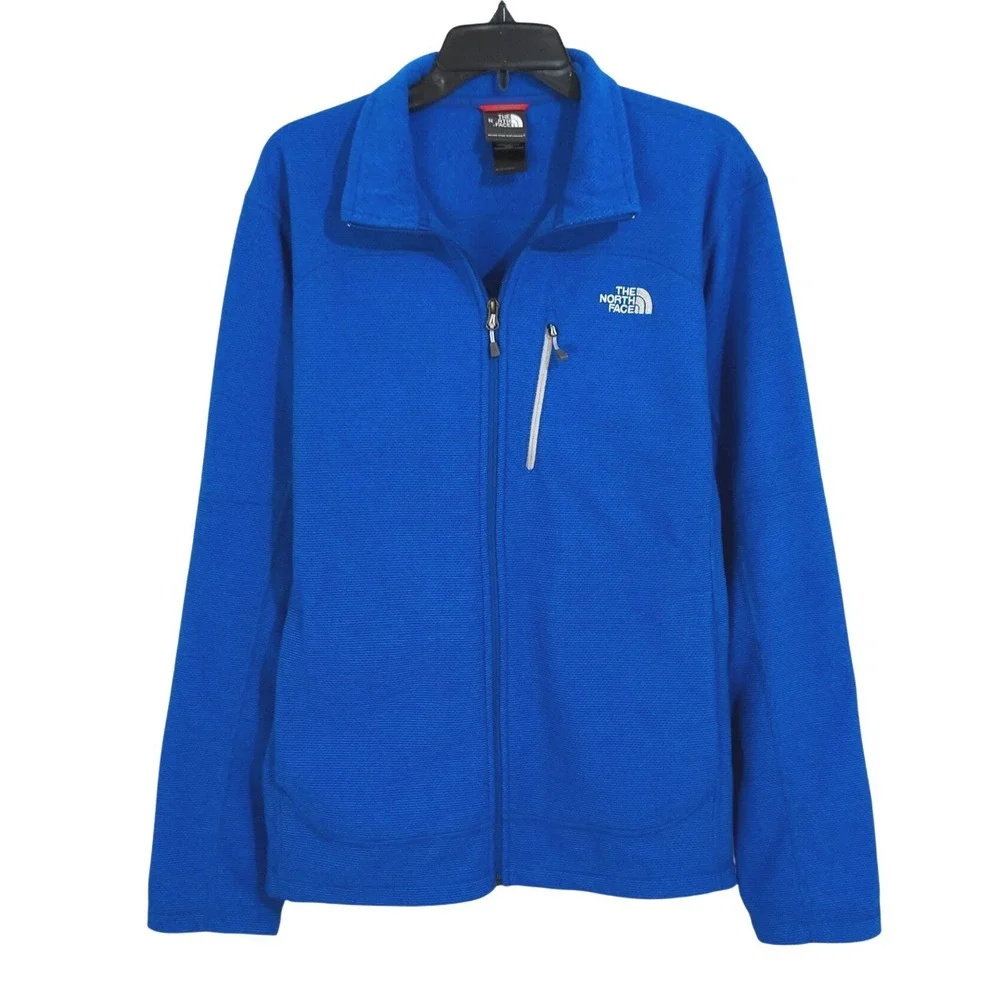 The North Face Textured Cap Rock Full Zip Fleece Jacket Mens Large Blue C865